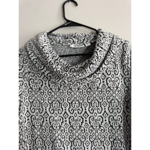 Croft & Barrow Eyelash Knit Cowl Neck Sweater - Medium - Grey & Black Pattern - Picture 4 of 16